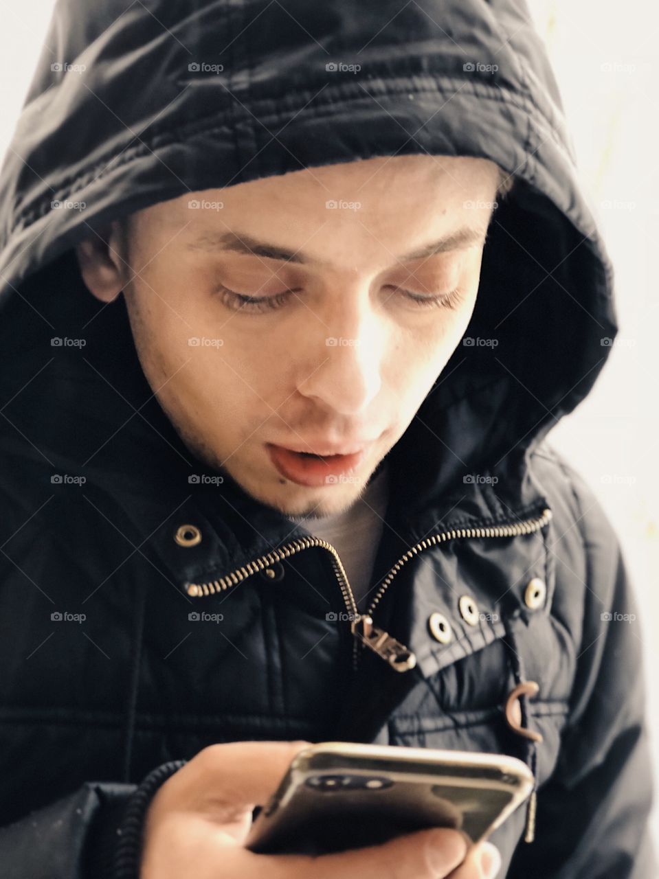 Young man using smartphone