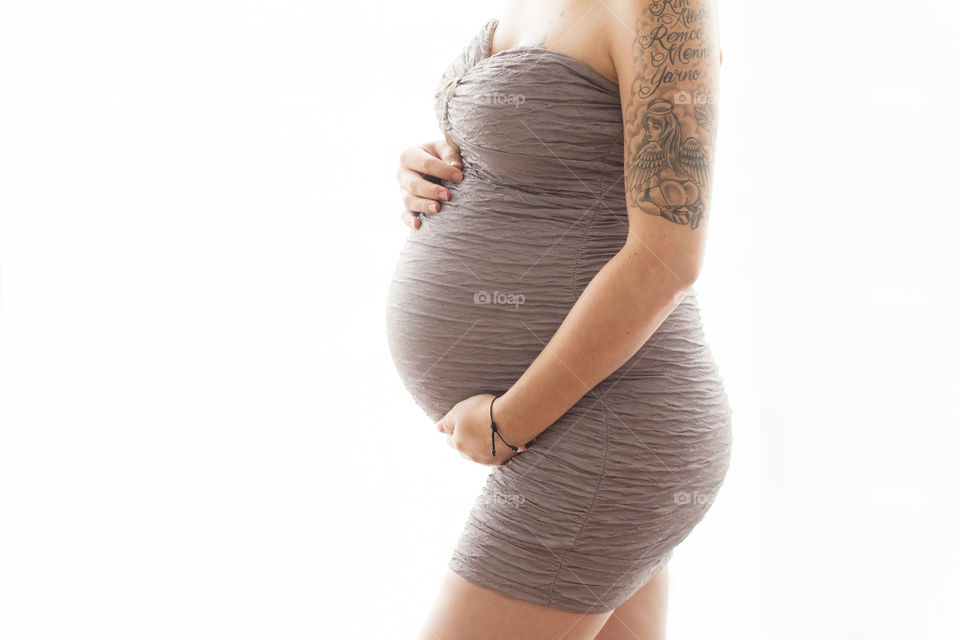 Pregnant Belly Grey dress