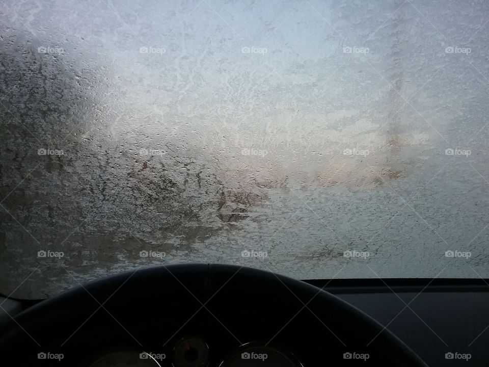 Frosted windshield in late April in Alabama.