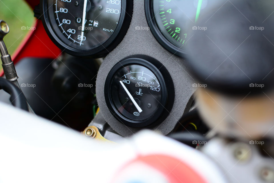 temperature gauge on sport motorcycle