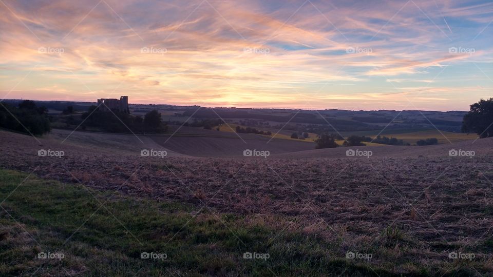 beautiful sunset at Miradoux, South France