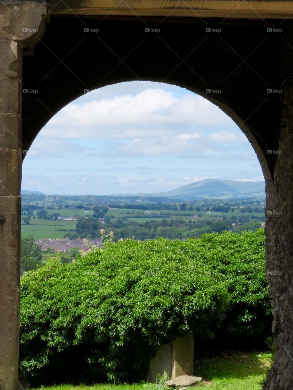 Through the arch window
