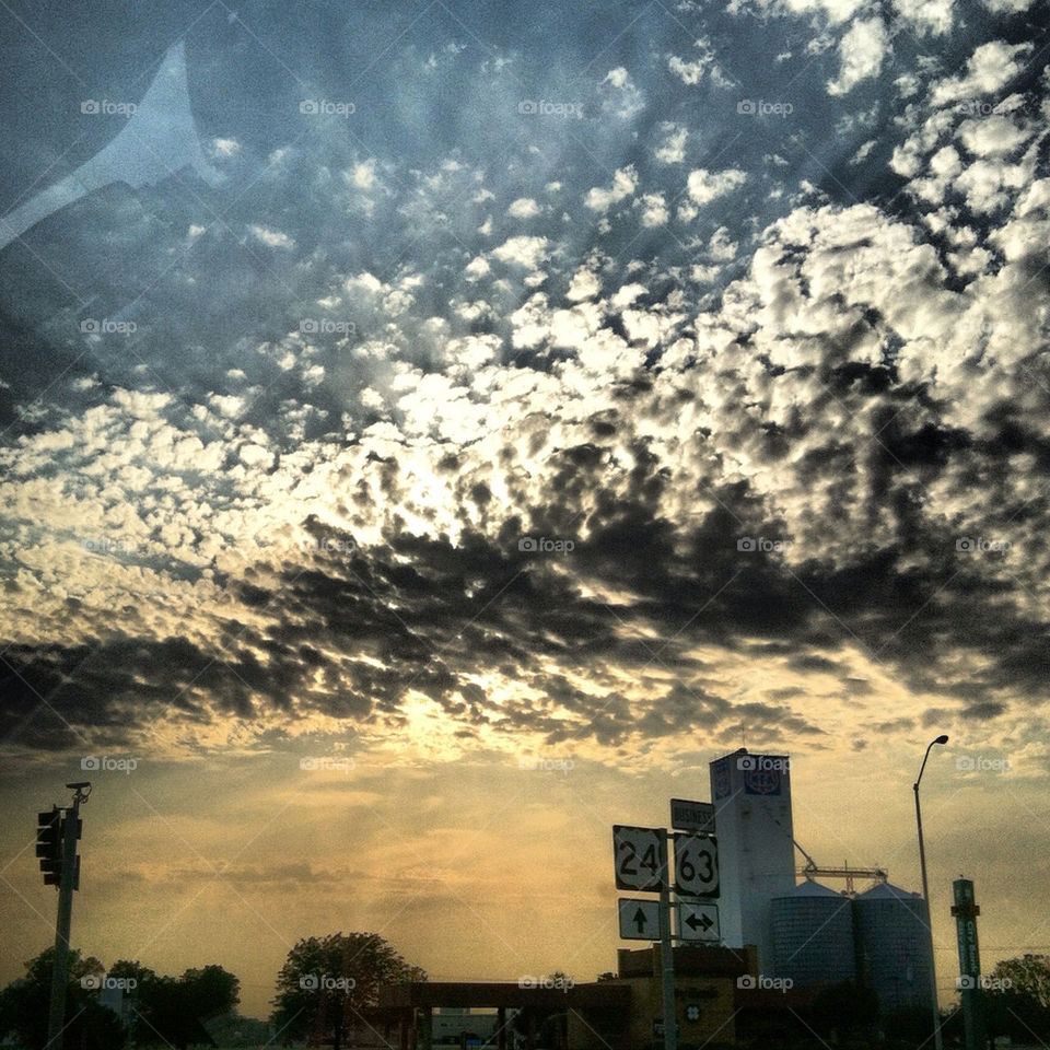 Sun coming through the clouds.