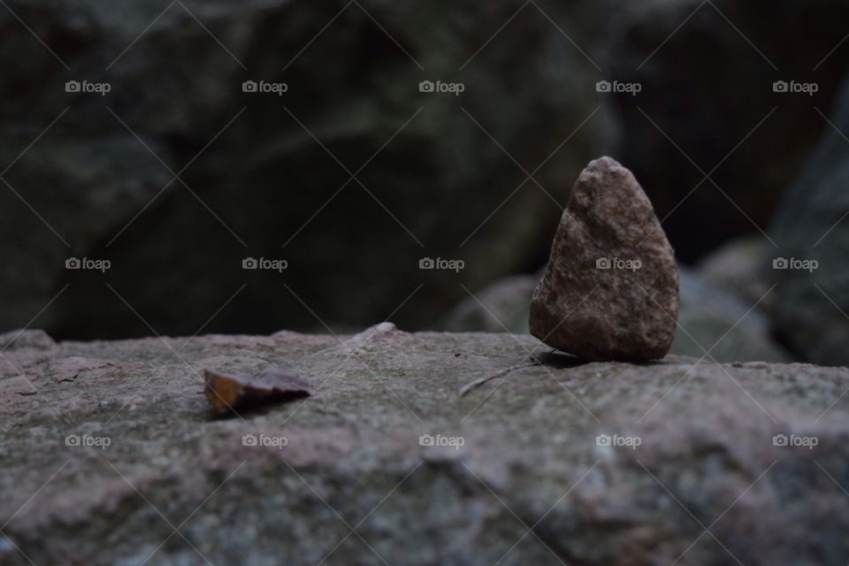 Balancing . I found this rock on a hike. It was just sitting like this, kinda weird. 