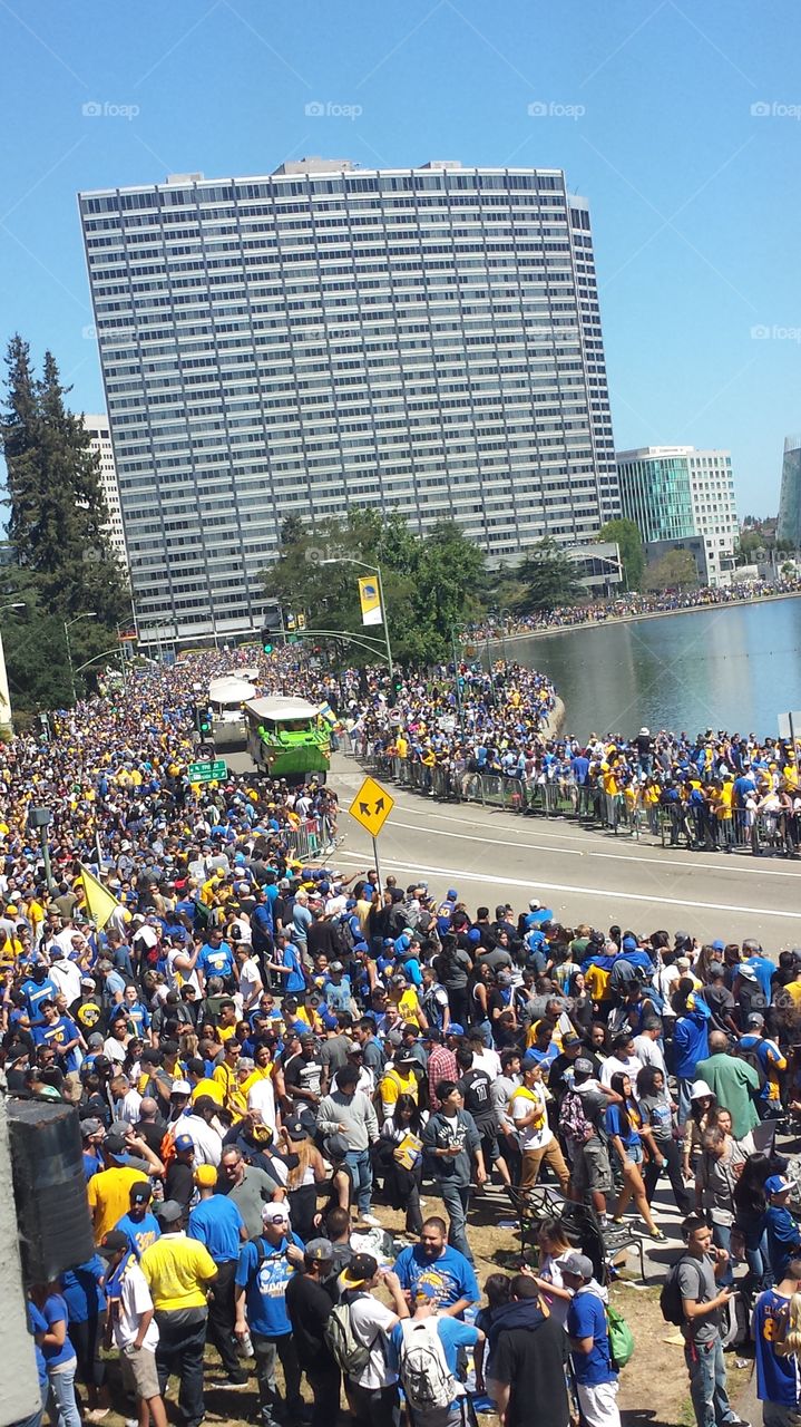 parade. when the golden state warriors won the 2015 nba championship