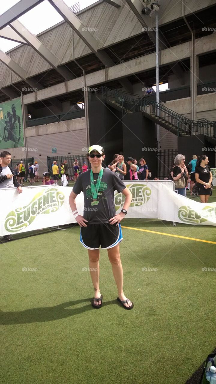 Eugene Marathon. Taken upon completion of 26.2 mile Eugene marathon.