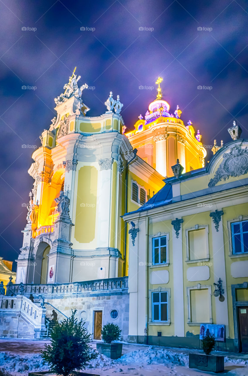 Night Lviv city scene