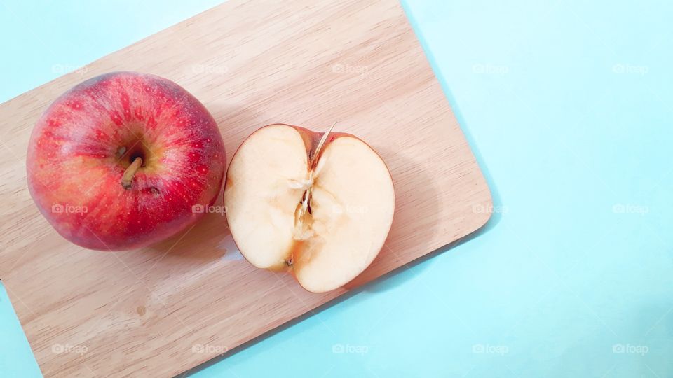 Apples on a cutting board