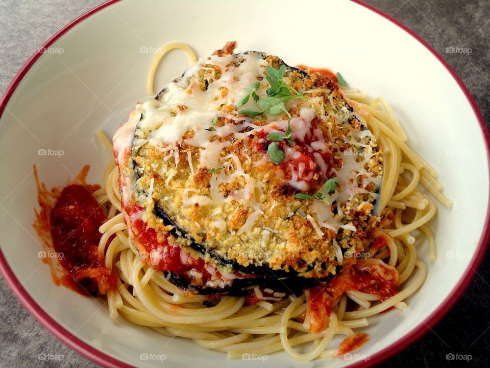 Eggplant parmigiana, homemade