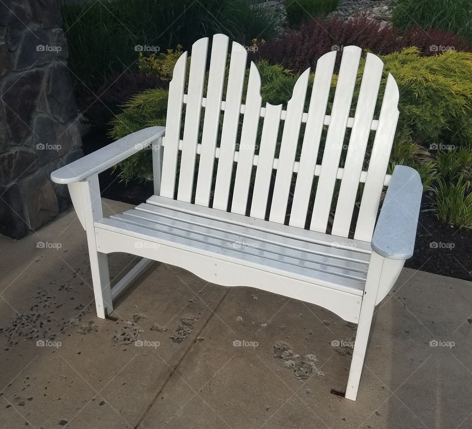 white wood bench