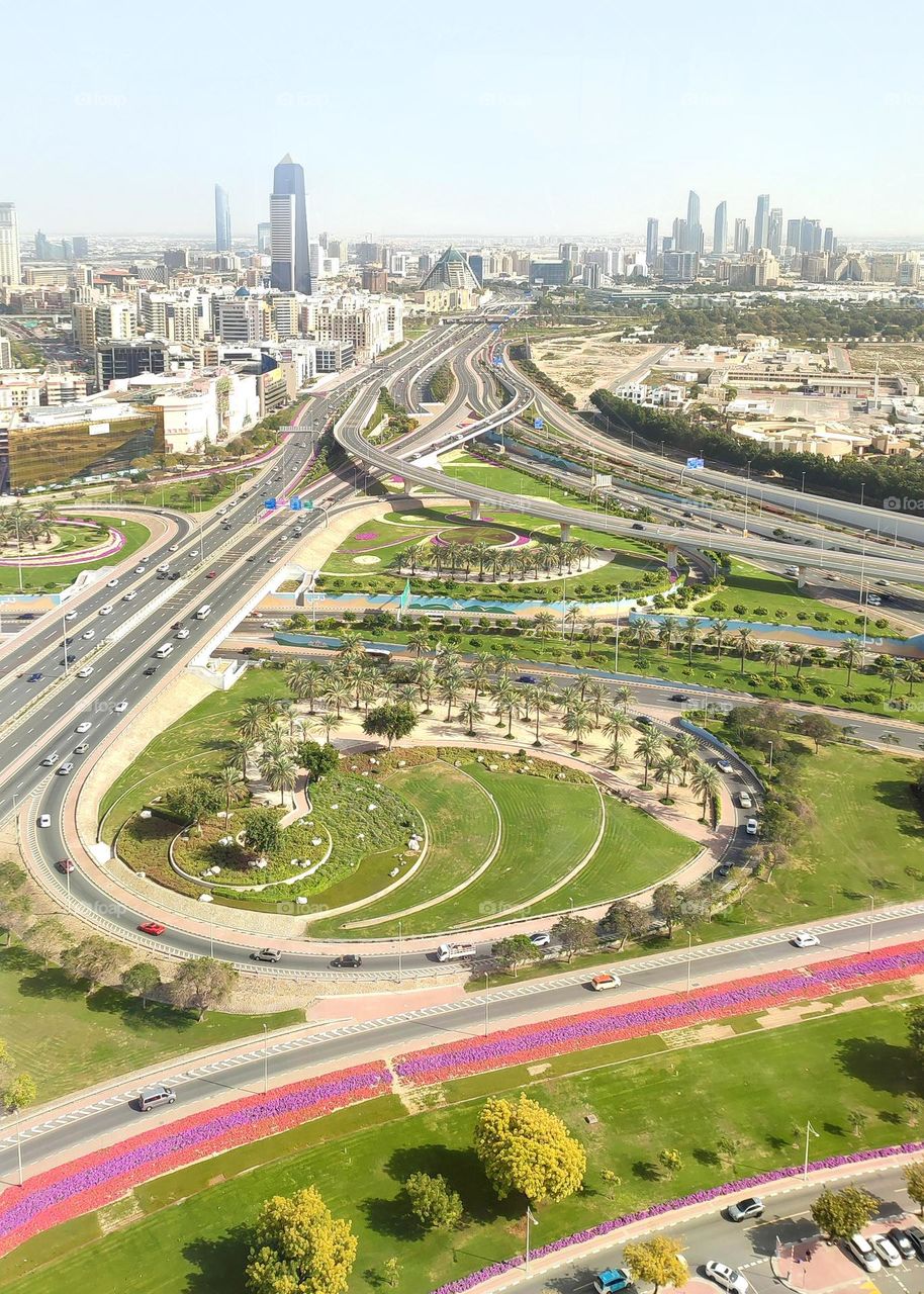 Traffic in Dubai, Spectacular Dubai View from The Dubai Frame