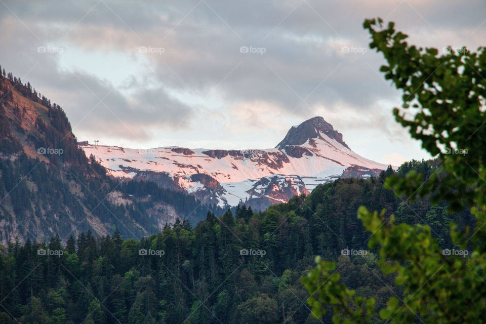 View of rocky mountain during winter