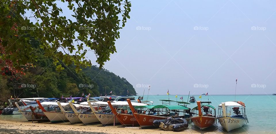 sea travel. speed boats. andaman sea. Thailand.