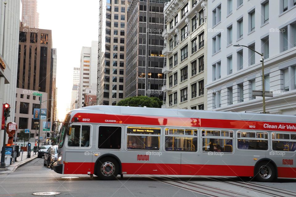 Bus crossing the street 