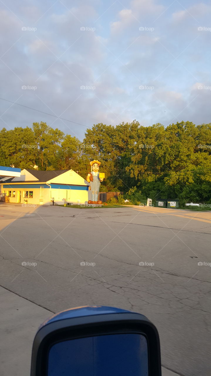 Giant cheese and sausage man in Wisconsin