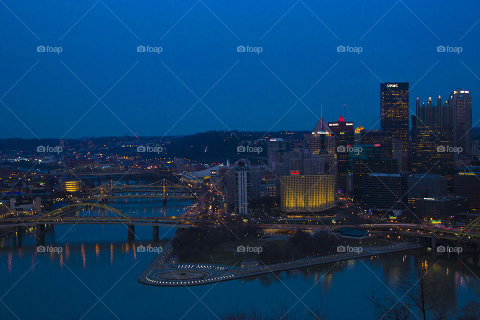 Pittsburgh Ariel view, night view