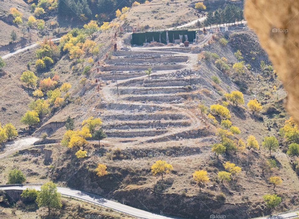 Beautiful road to The famous cave town of Georgia, Vardzia cave monastery