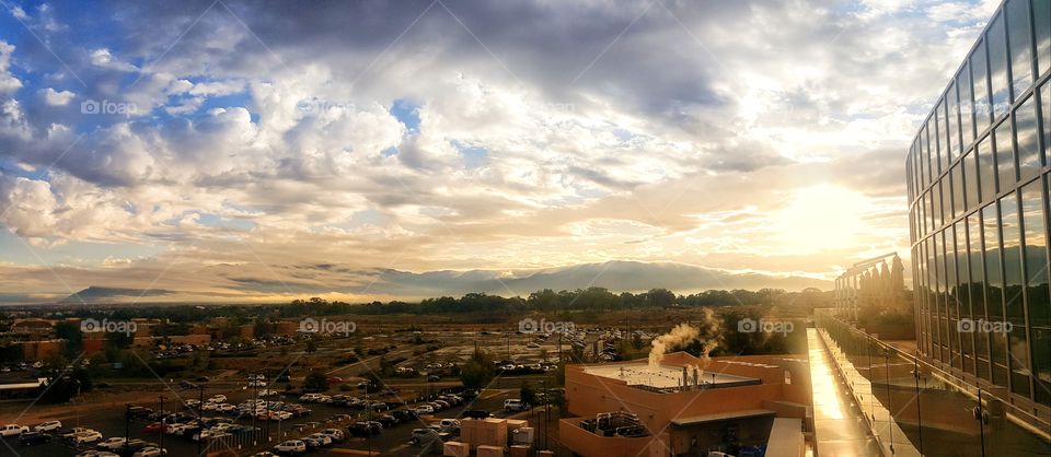 City view on cloudy day