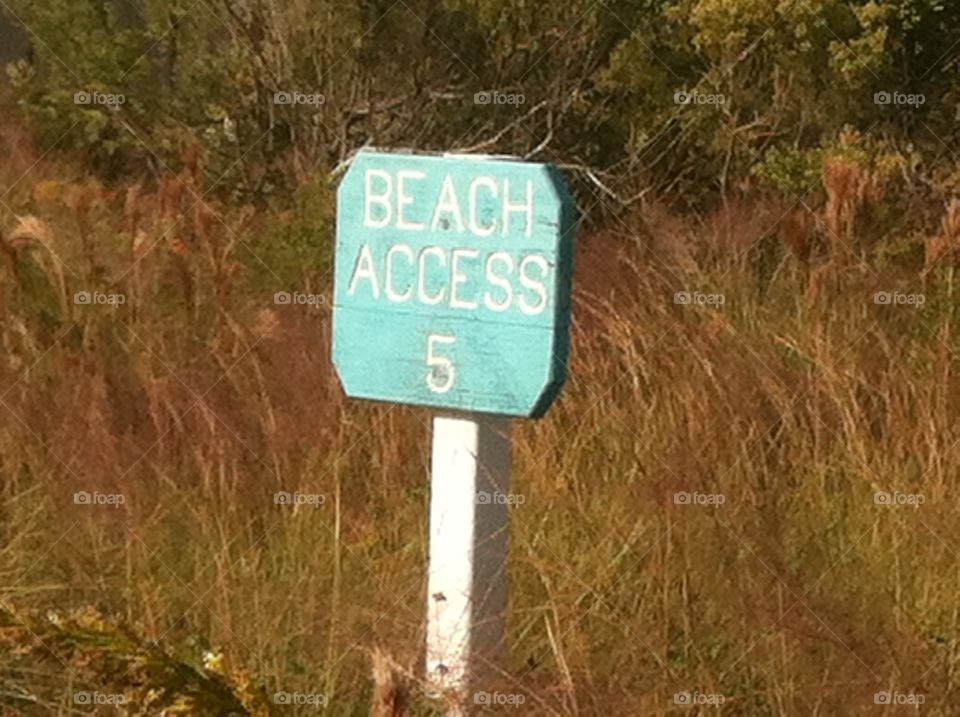 Beach sign. Beach access sign