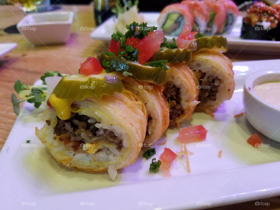 Burger Sushi Roll from Cowfish In Raleigh