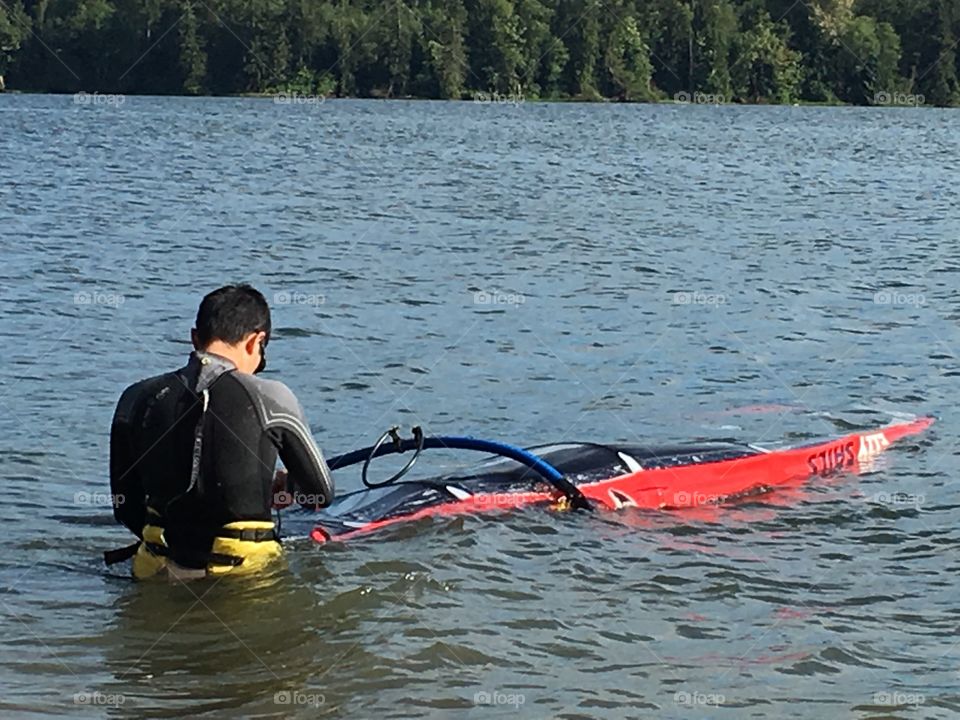 Windsurfer in the water