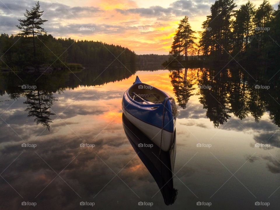 Reflection of sky and clouds in lake