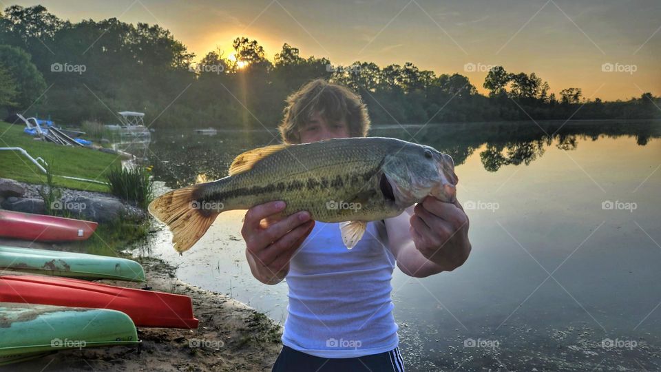a big bass in the back yard