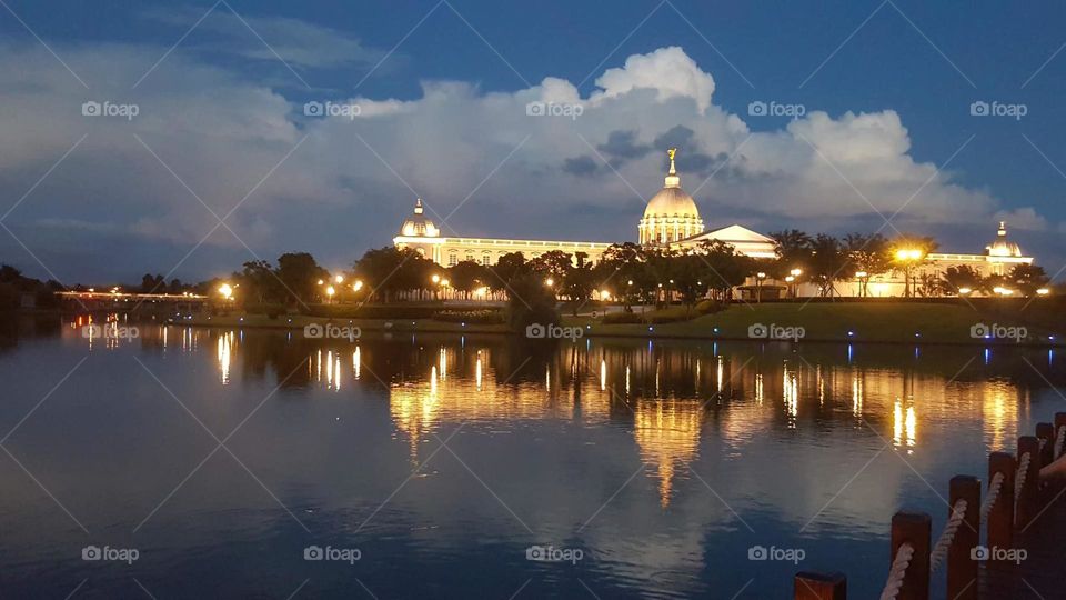 Beautiful museum and lake scenery