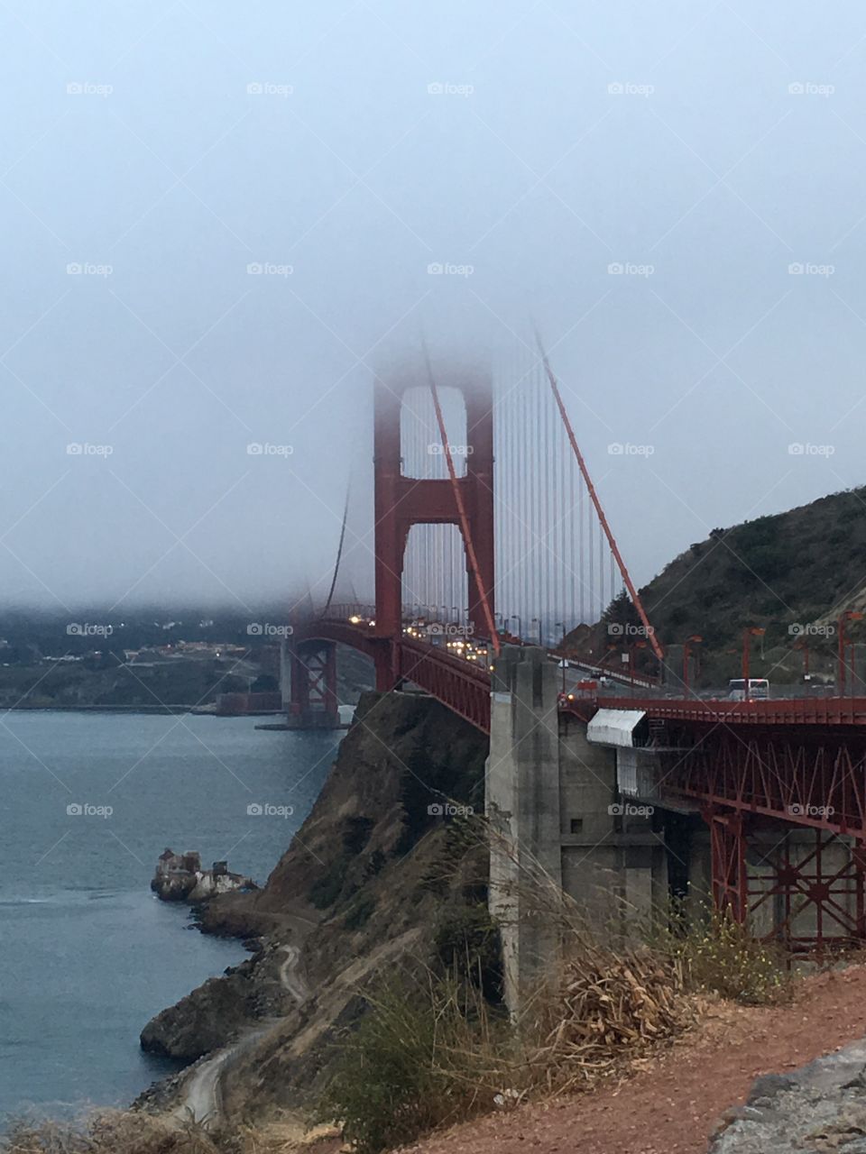 San Francisco's foggy Golden Gate Bridge in August