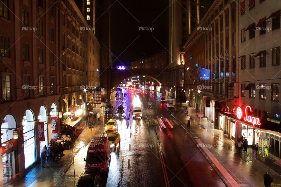 night traffic in Stockholm, Sweden