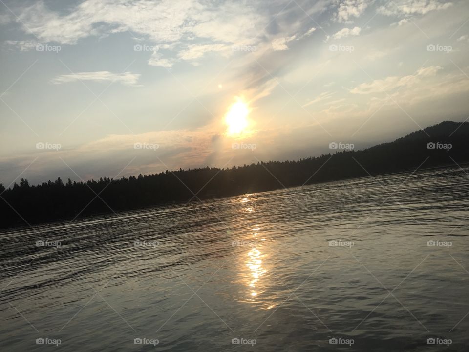 Sunset on the lake. A photo taken while on a boat ride on the lake