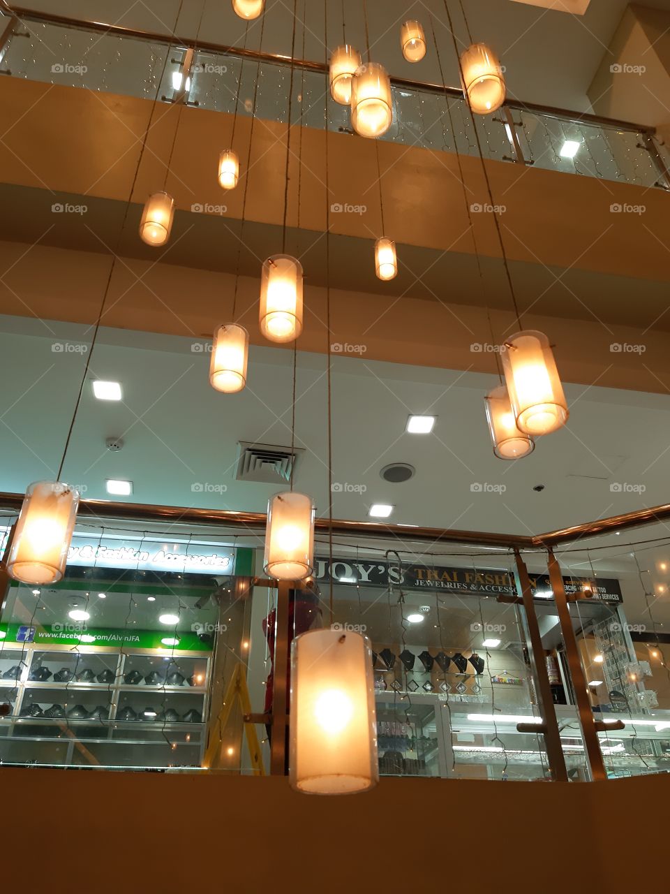 Lamp lanterns in a stairway