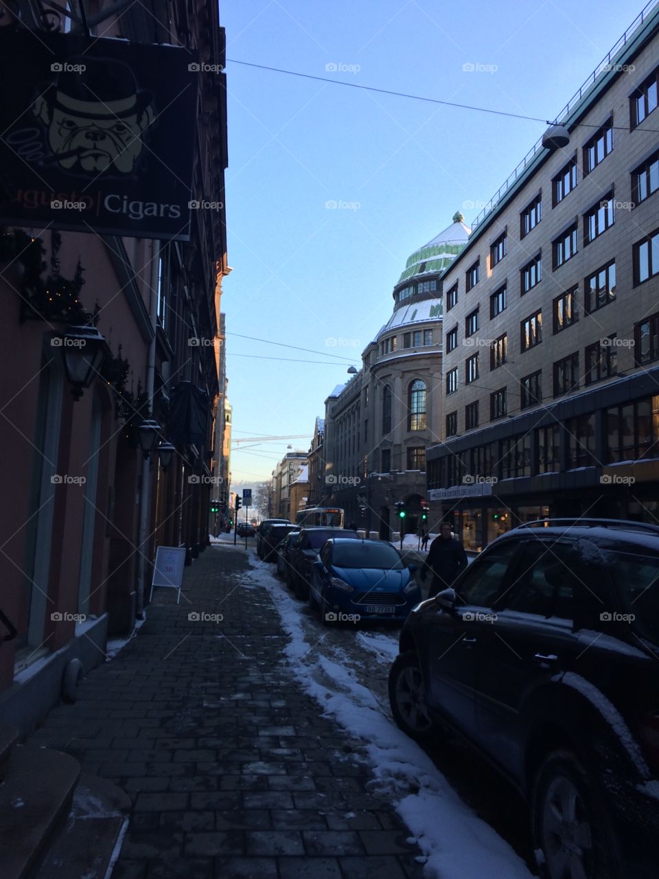 Street in the winter in Oslo, Norway
