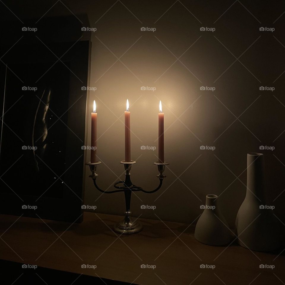 darkness with a few candles