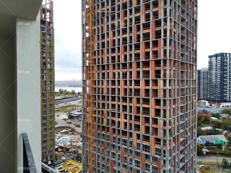 New buildings on the metro station "Slavutich" (view from the window)