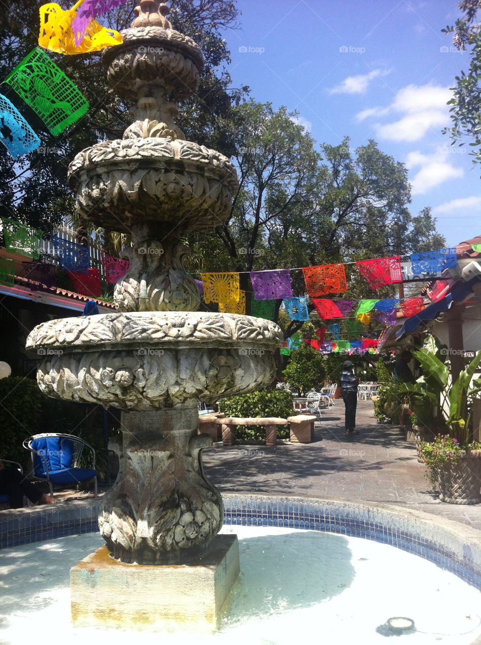 Festive Fountain. Fountain in a festive San Antonio eatery