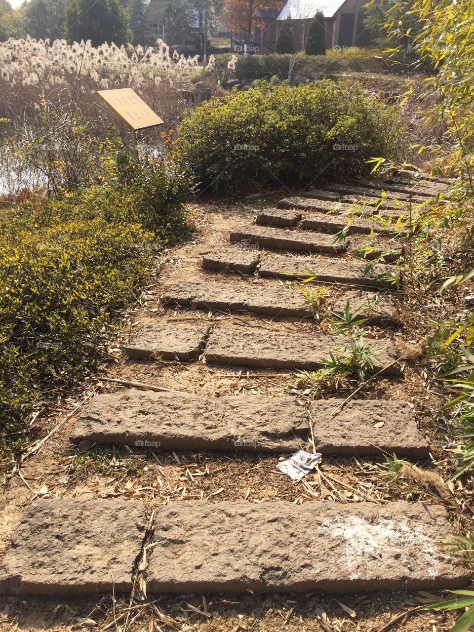 A walkway of stone bricks