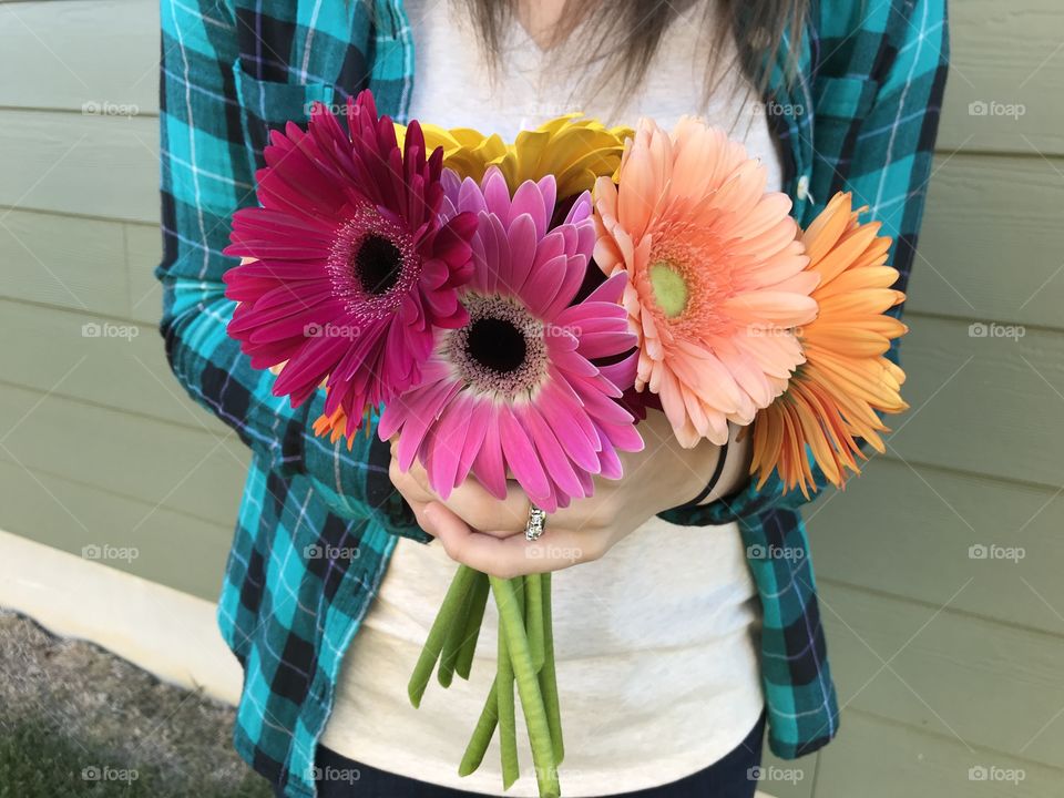 Holding Gerber Daisies