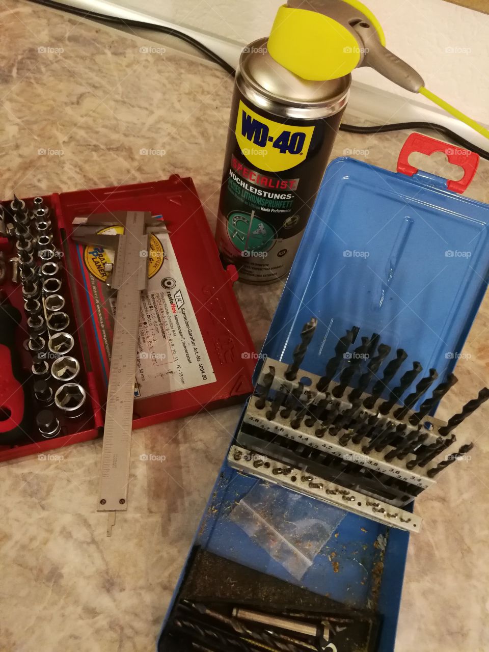 Socket wrench, Drill box & WD-40...friends4ever