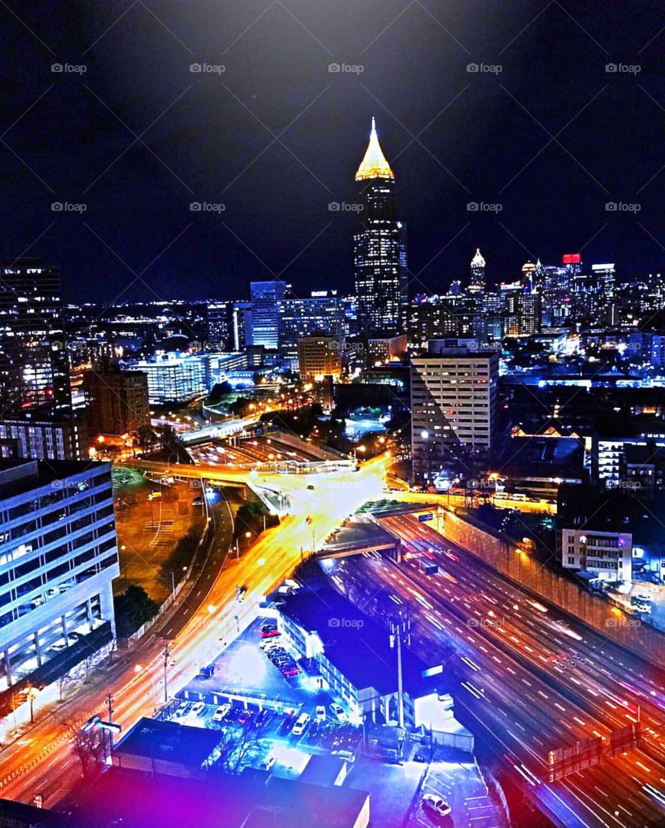 Atlanta, Georgia city and skyline at night.