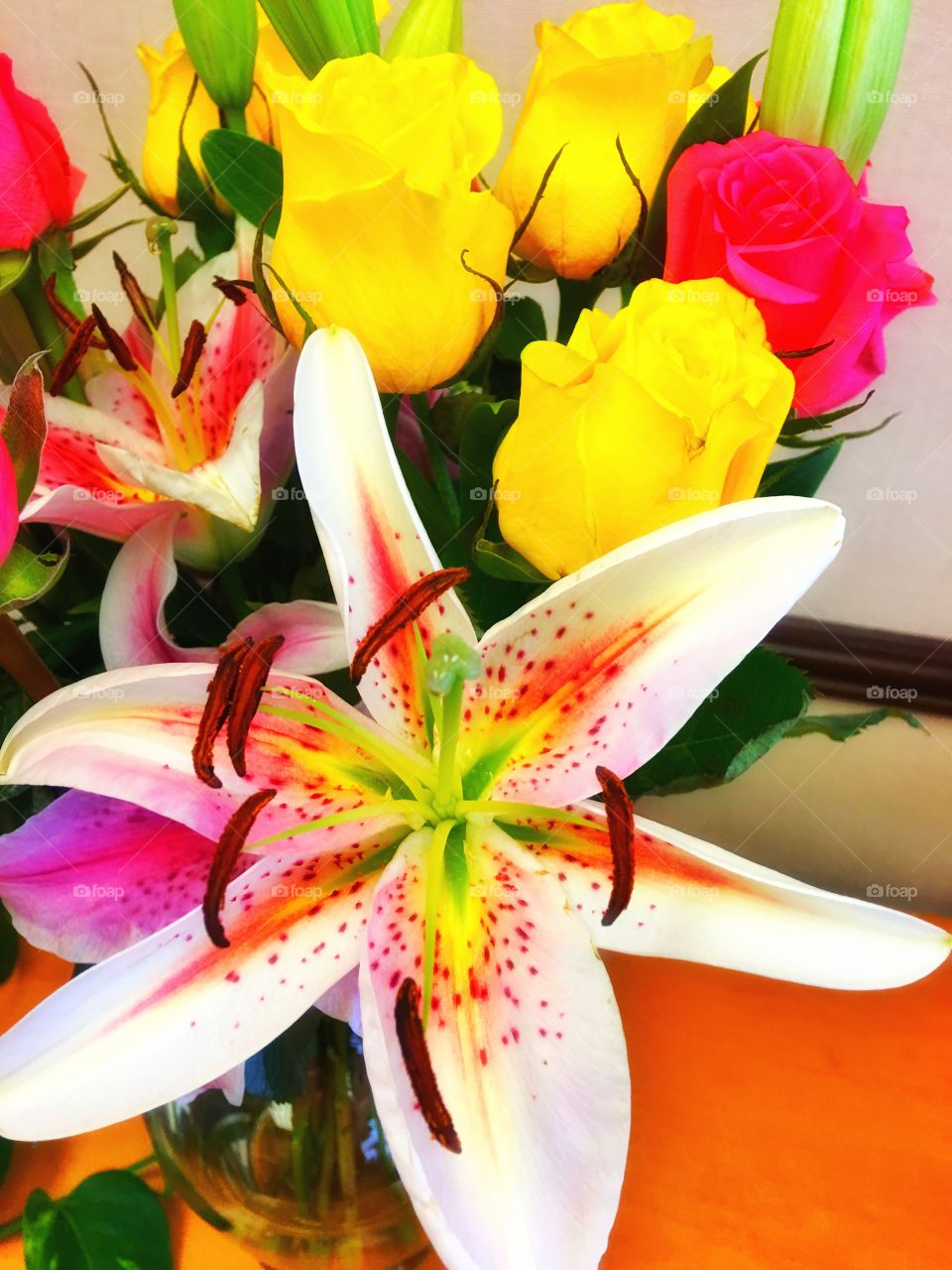 Elevated view of flower pot