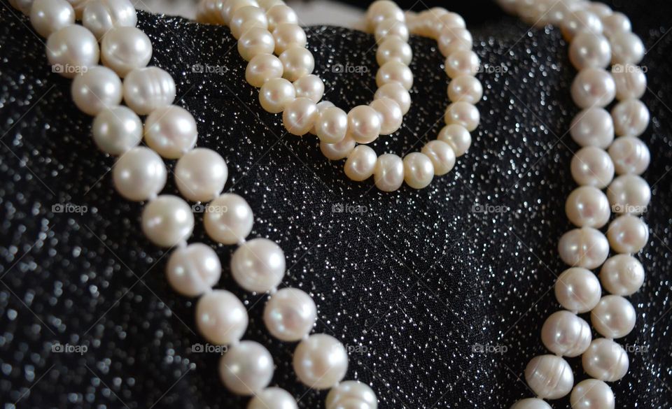 woman accessories pearls close up