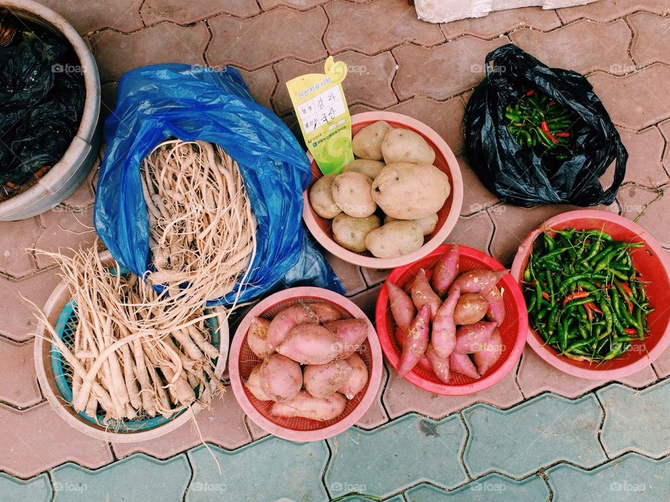 Korean crops for sale on the street