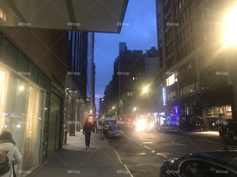 Street scene in the early AM midtown, Manhattan.