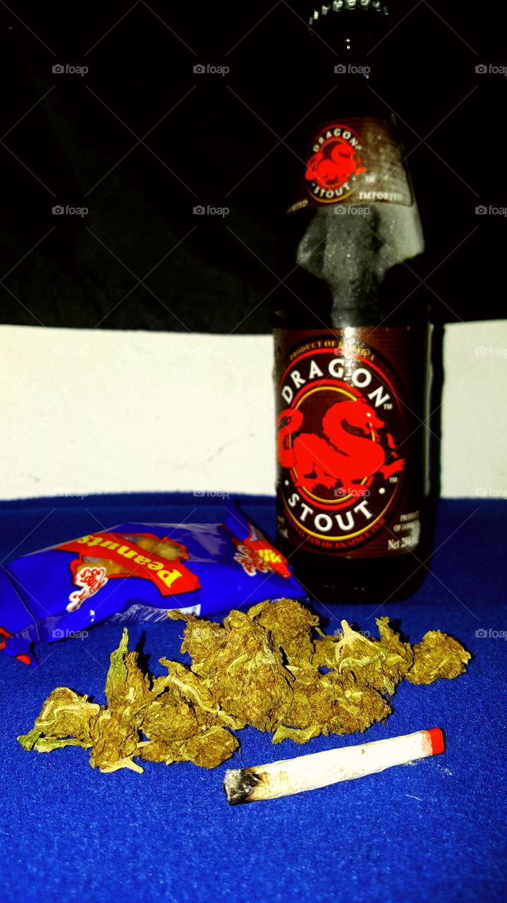 nuts cannabis and beer