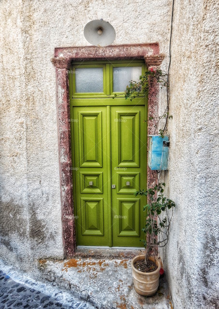 Pyrgos typical door Santorini 