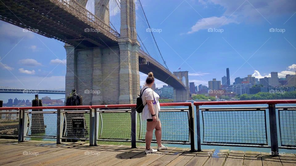 Overlooking the Brooklyn Bridge in NYC