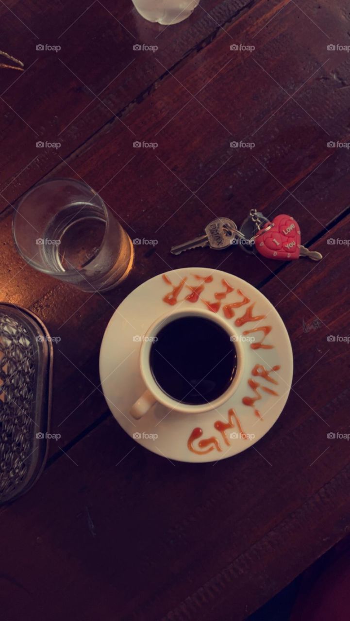 morning coffee served by a friend with a morning wish makes the day.