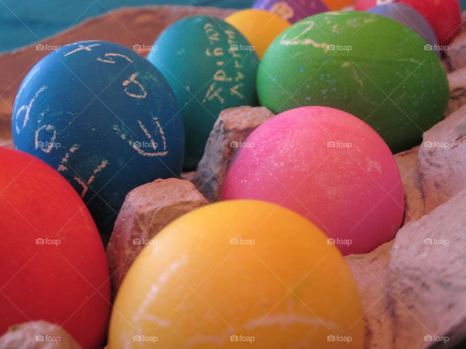 Hand dyed colored Easter eggs 