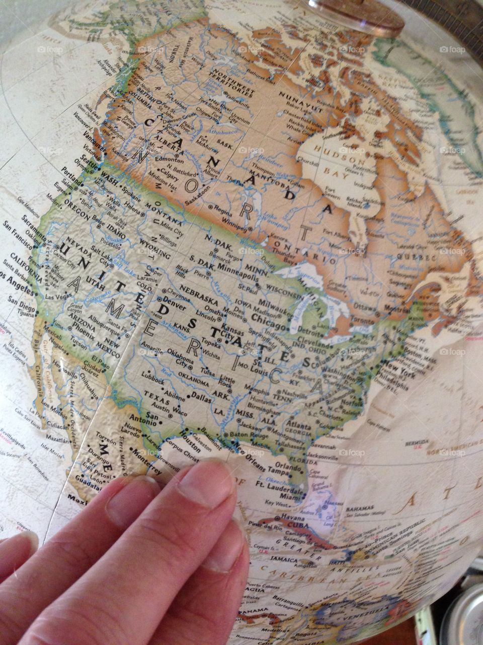 United States map globe